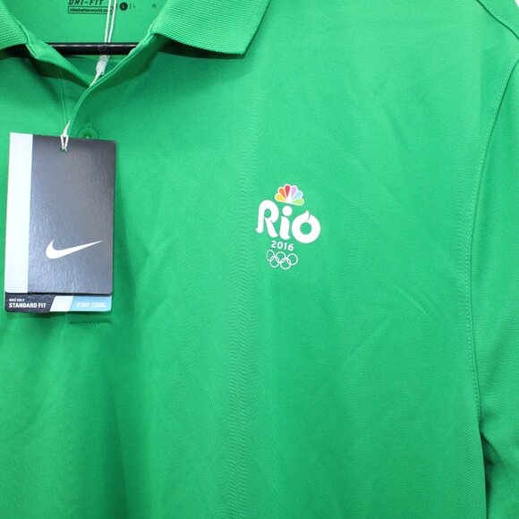 Nike Golf Dri-Fit Embroidered Rio 2016 Olympics Green Polo Large - Picture 3 of 10
